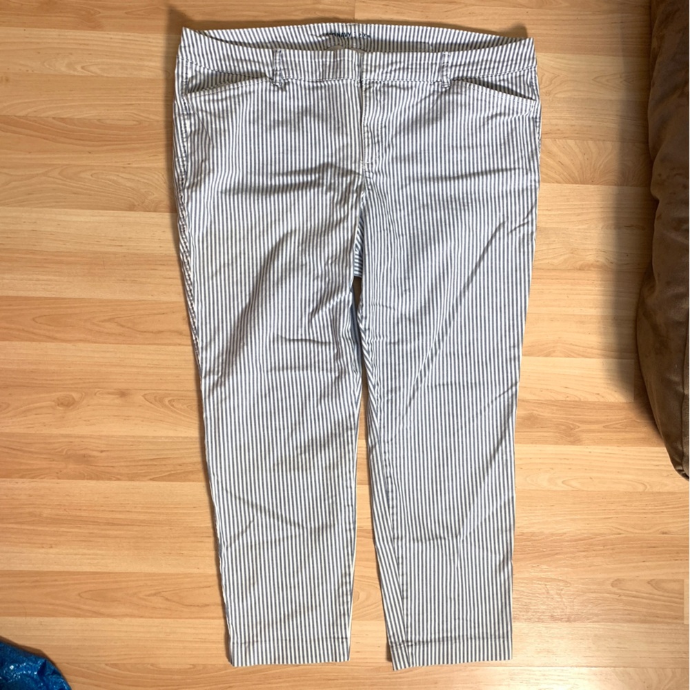 Old Navy Pixie Ankle Pants Women’s 18 Blue White Stripe Stretch Career Cotton
